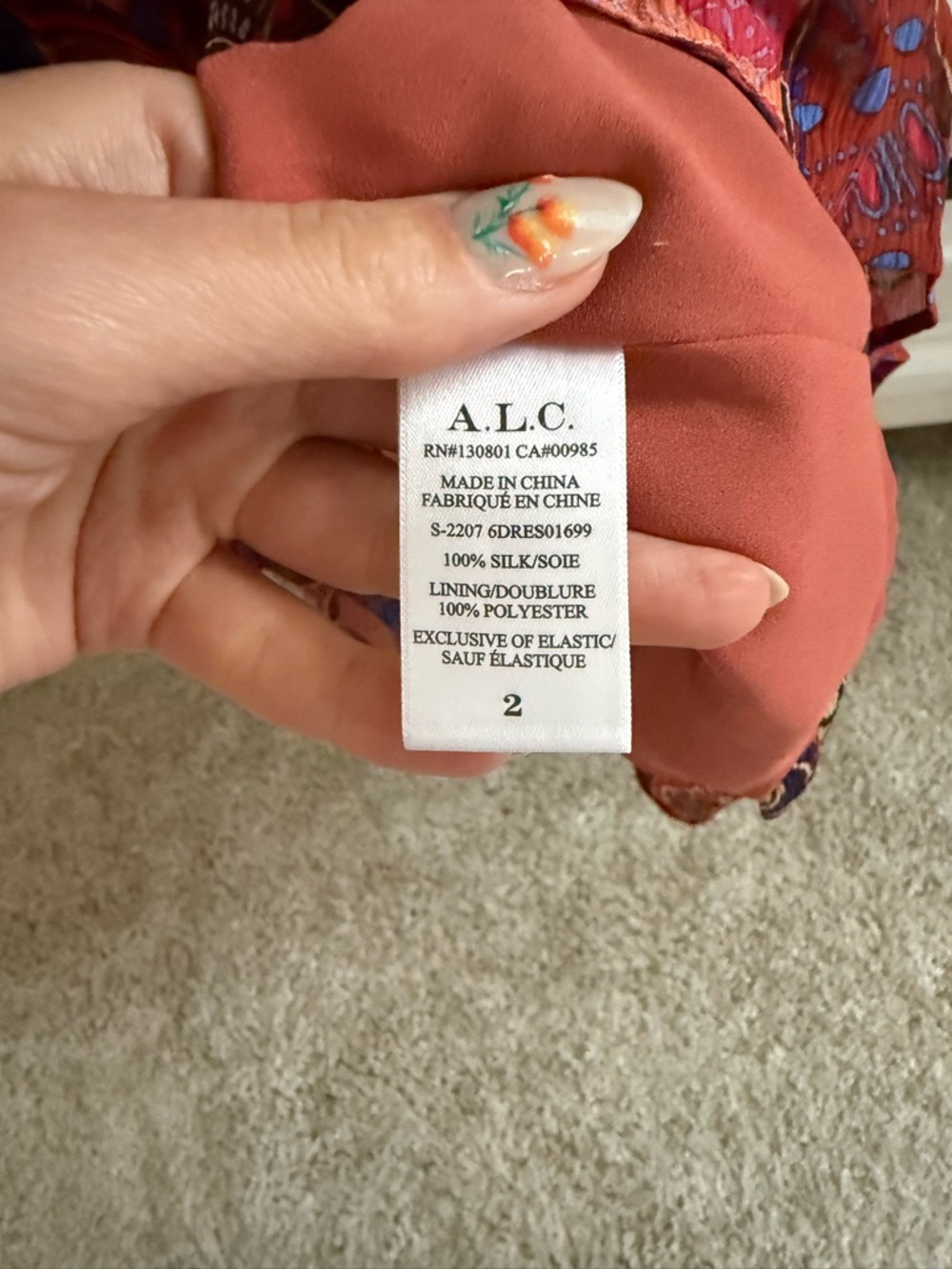 NEW A.L.C. cory silk mini dress in pink cobalt multi - Picture 6 of 8